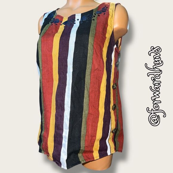 Ellen Tracy 100% Linen Sleeveless Split Back Top – Size Medium - Picture 3 of 9